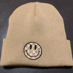 Checkered Smiley Face Beanie